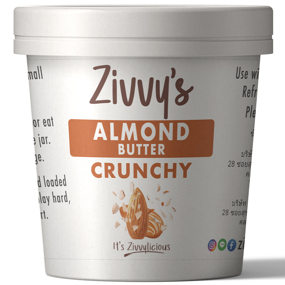 Crunchy Almond Butter – Extra Crunch, Roasted Almonds, 100% Pure | Zivvy's