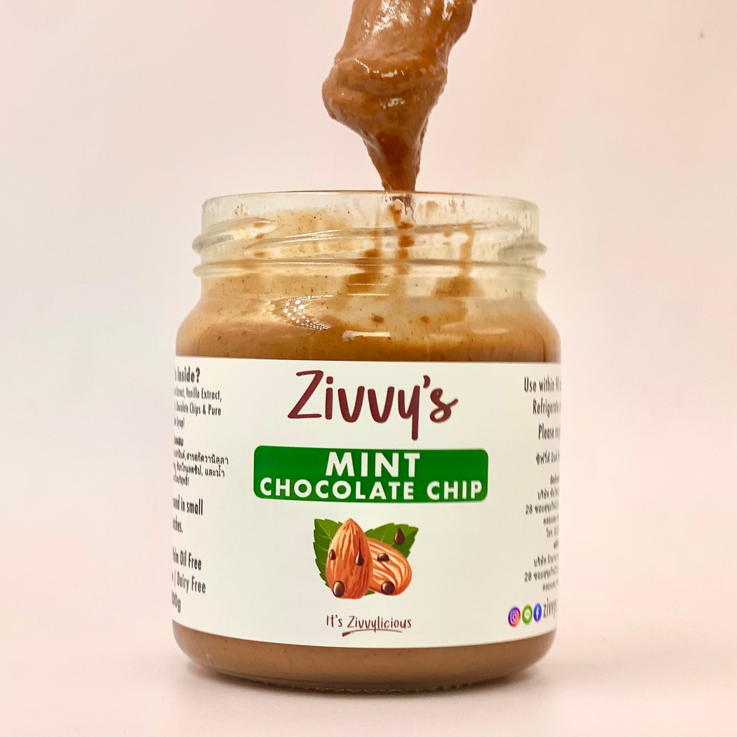 Mint Chocolate Chip with Almonds - No Green Dye | Zivvy's