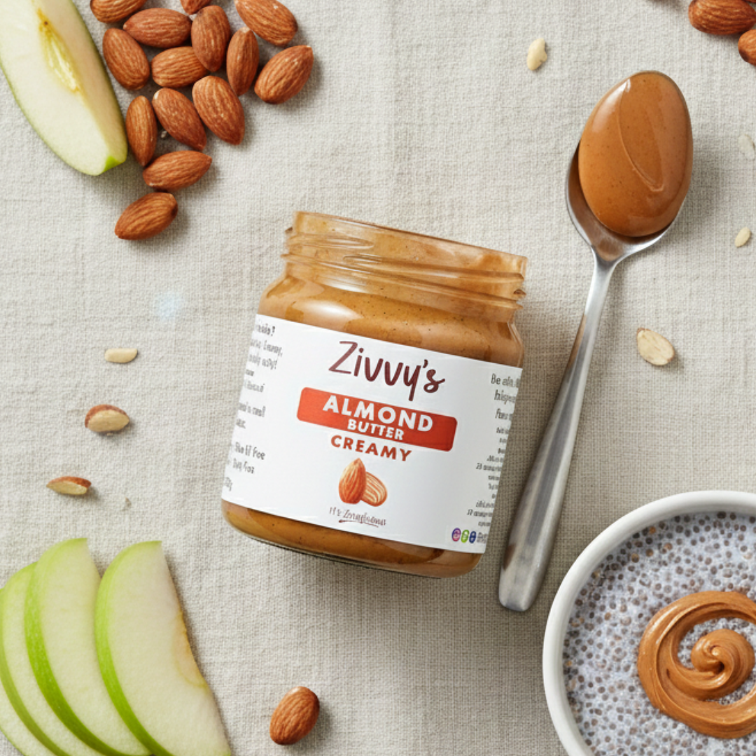 Creamy Almond Butter – Stone-Ground, Roasted Almonds, No Additives | Zivvy's