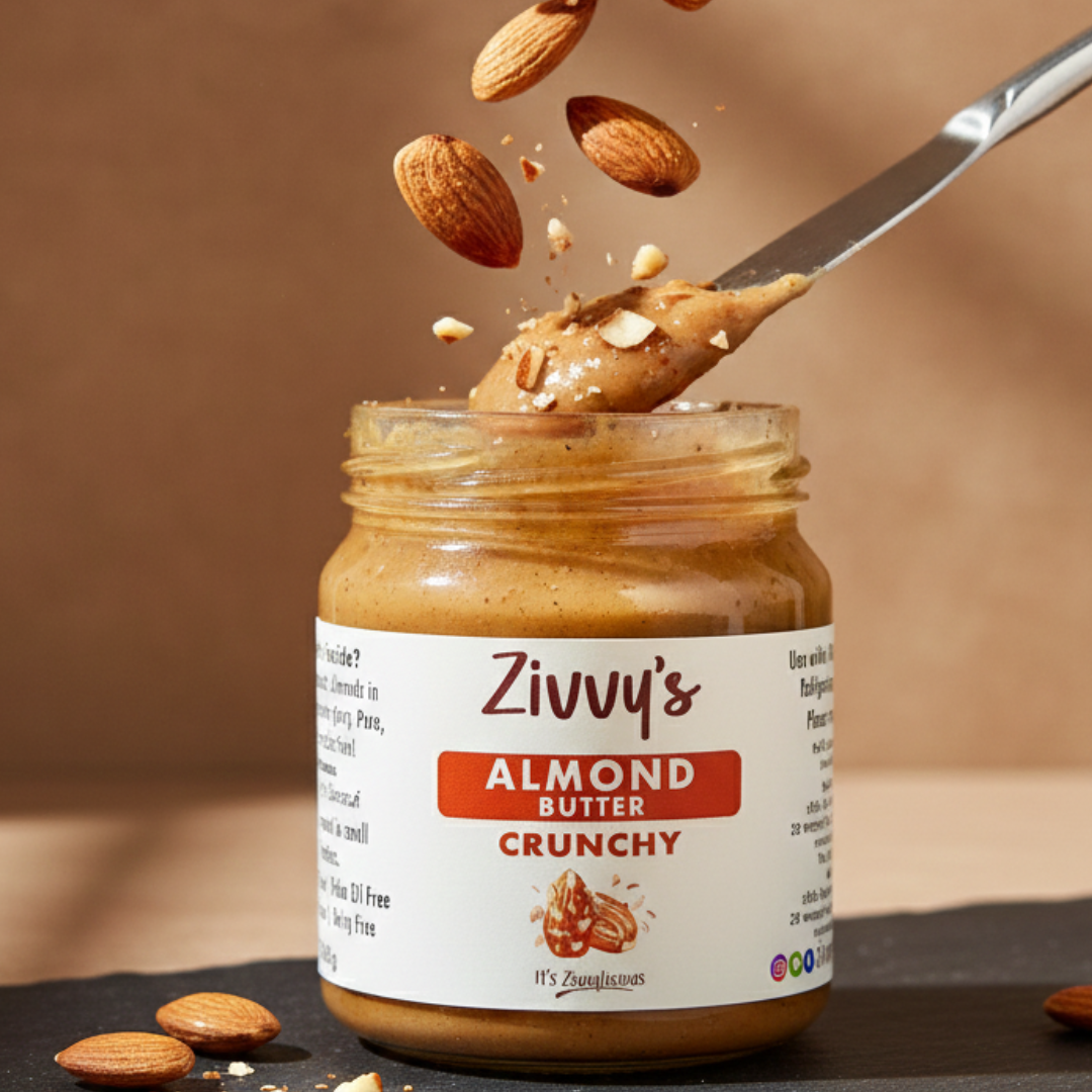 Crunchy Almond Butter – Extra Crunch, Roasted Almonds, 100% Pure | Zivvy's
