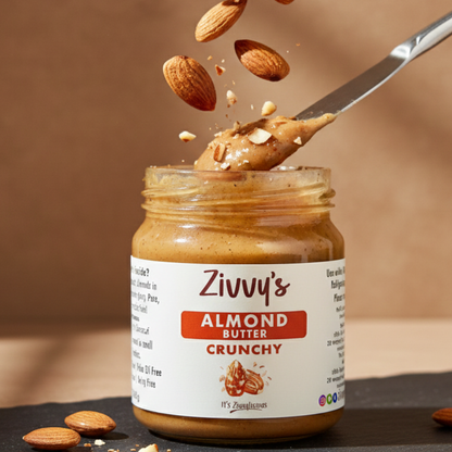 Crunchy Almond Butter – Extra Crunch, Roasted Almonds, 100% Pure | Zivvy's