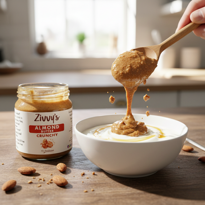 Crunchy Almond Butter – Extra Crunch, Roasted Almonds, 100% Pure | Zivvy's
