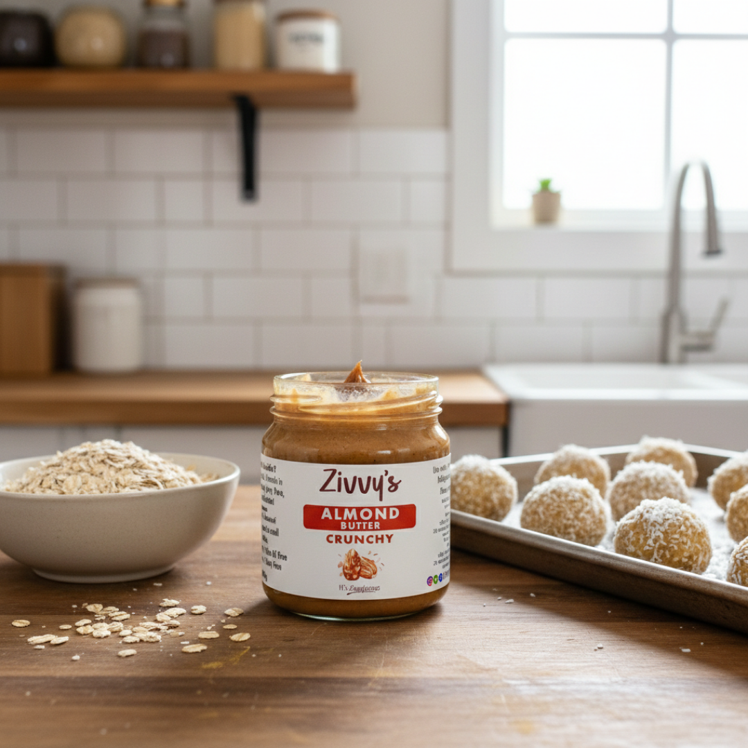 Crunchy Almond Butter – Extra Crunch, Roasted Almonds, 100% Pure | Zivvy's