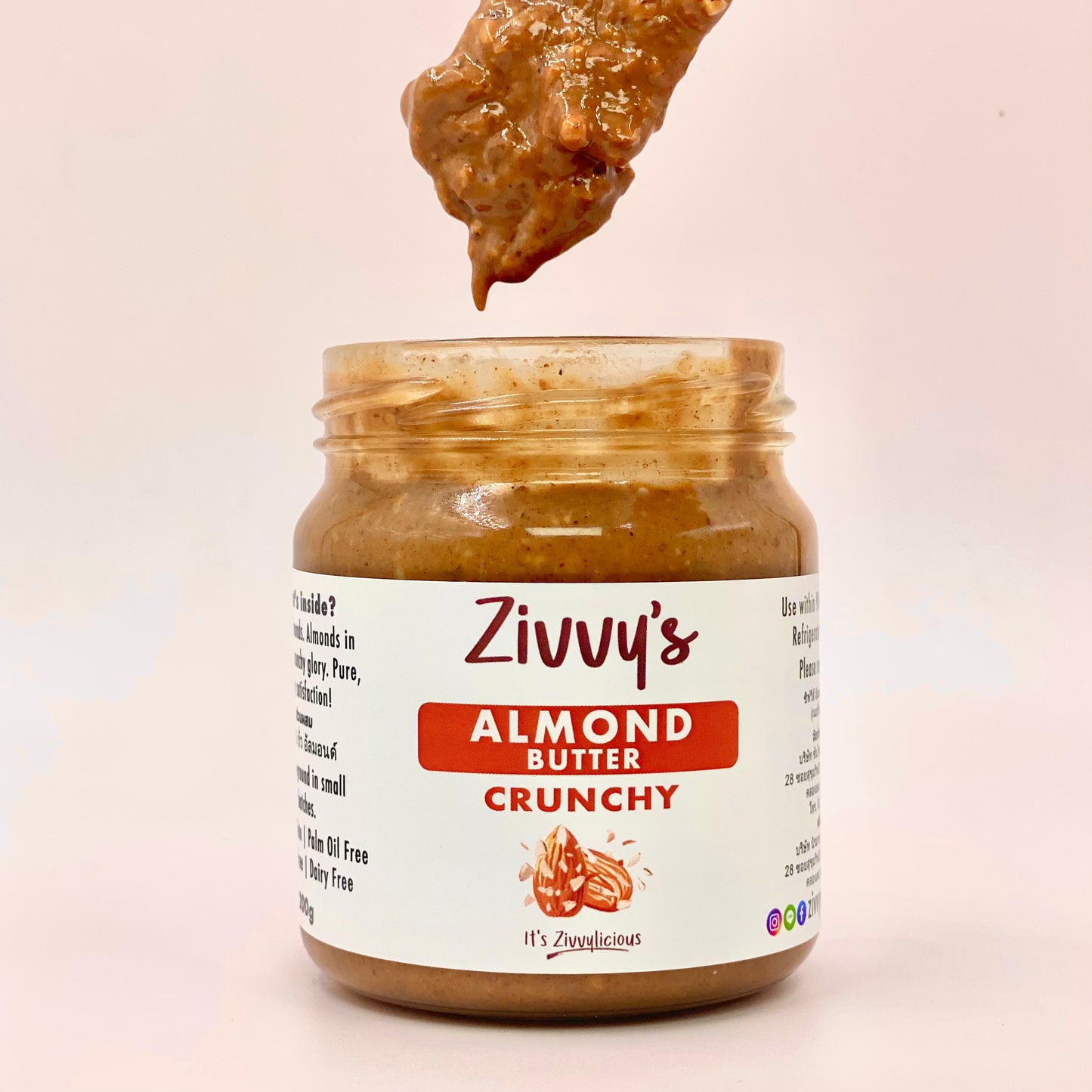 Crunchy Almond Butter – Extra Crunch, Roasted Almonds, 100% Pure | Zivvy's