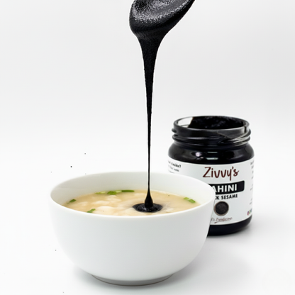 ทาฮินี - งาดำ - รสชาติเข้มข้นและหอมกลิ่นถั่ว บดด้วยหิน บริสุทธิ์และมีกลิ่นดิน | Zivvy's