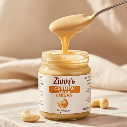 เนยเม็ดมะม่วงหิมพานต์เนื้อครีม – เนียนนุ่ม หวานตามธรรมชาติ บดด้วยหิน ปราศจากสารเติมแต่ง | Zivvy's