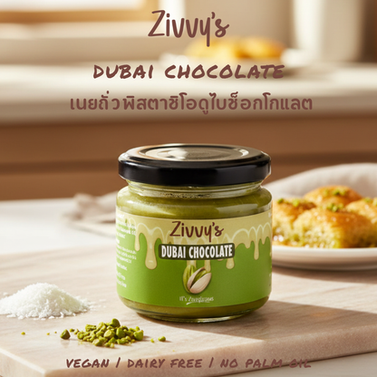 Pistachio Dubai Chocolate with White and Dark Chocolate and Roasted Shredded Coconut as Kunafa | Zivvy's