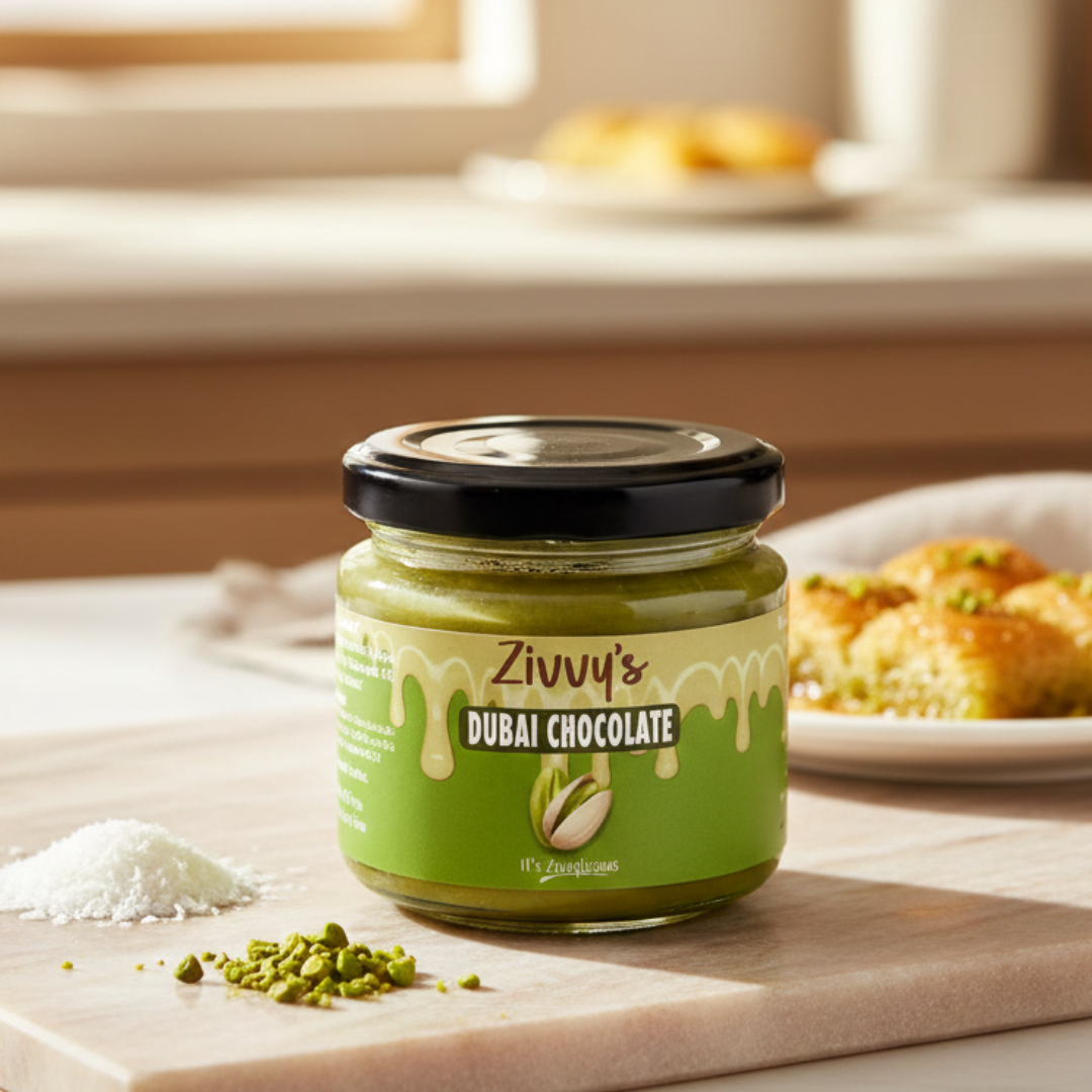 Pistachio Dubai Chocolate with White and Dark Chocolate and Roasted Shredded Coconut as Kunafa | Zivvy's