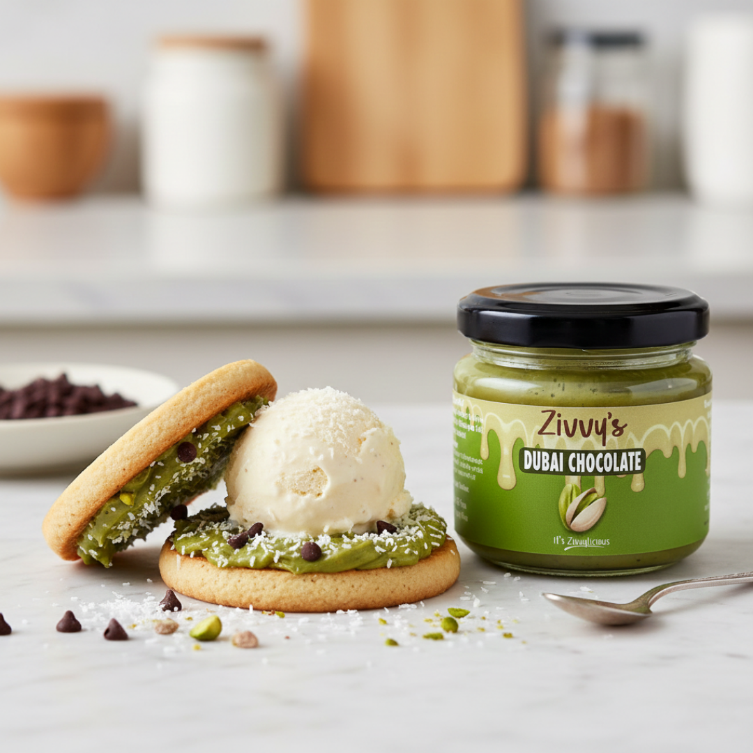 Pistachio Dubai Chocolate with White and Dark Chocolate and Roasted Shredded Coconut as Kunafa | Zivvy's