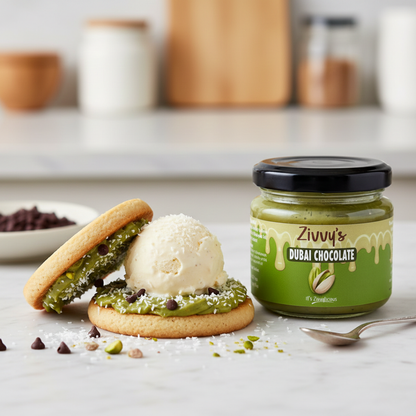 Pistachio Dubai Chocolate with White and Dark Chocolate and Roasted Shredded Coconut as Kunafa | Zivvy's