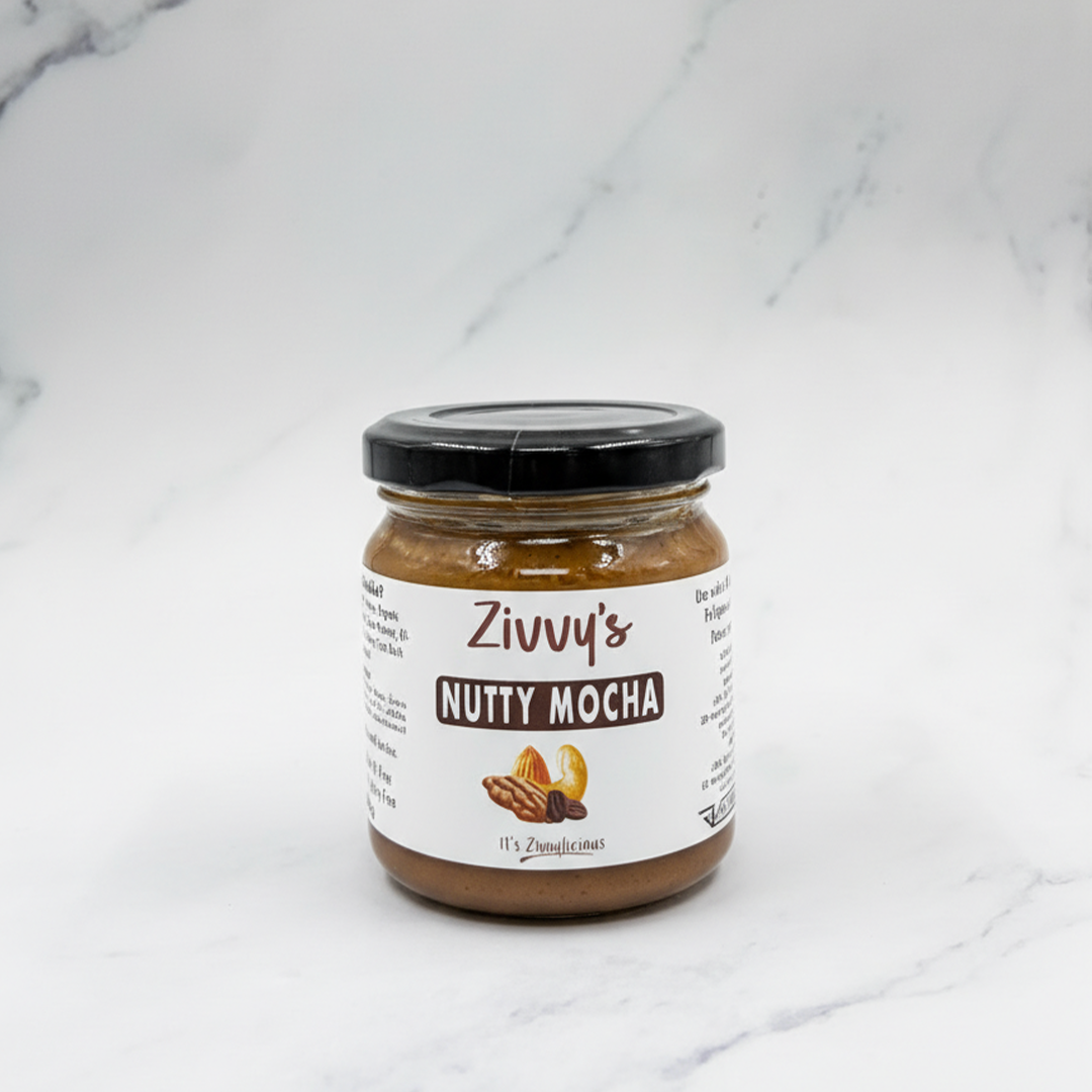 ถั่วมอคค่าผสมอัลมอนด์ มะม่วงหิมพานต์ พีแคน โกโก้ ดาร์กช็อกโกแลต และกาแฟออร์แกนิก | Zivvy's