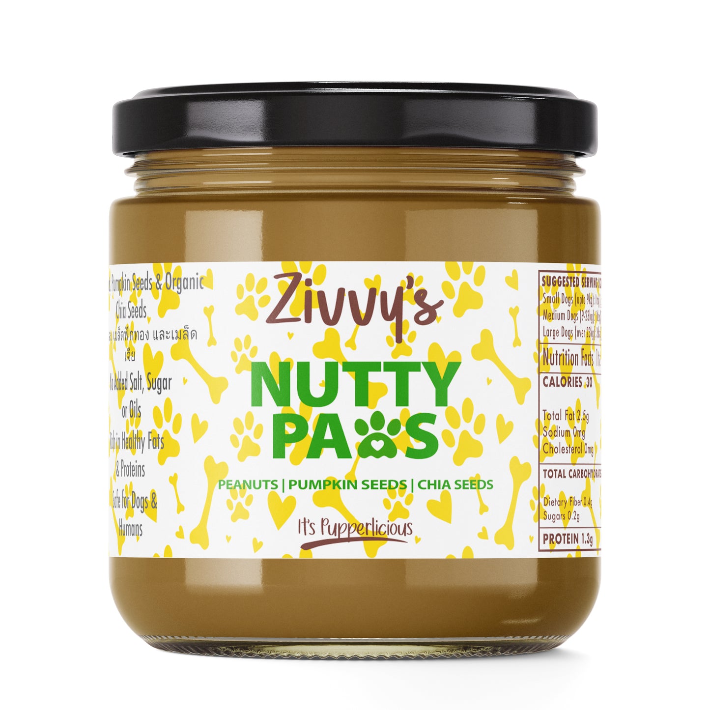 Nutty Paws for Dogs - Peanut Butter with Pumpkin Seeds & Chia Seeds | Zivvy's