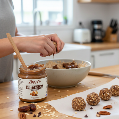 ถั่วมอคค่าผสมอัลมอนด์ มะม่วงหิมพานต์ พีแคน โกโก้ ดาร์กช็อกโกแลต และกาแฟออร์แกนิก | Zivvy's