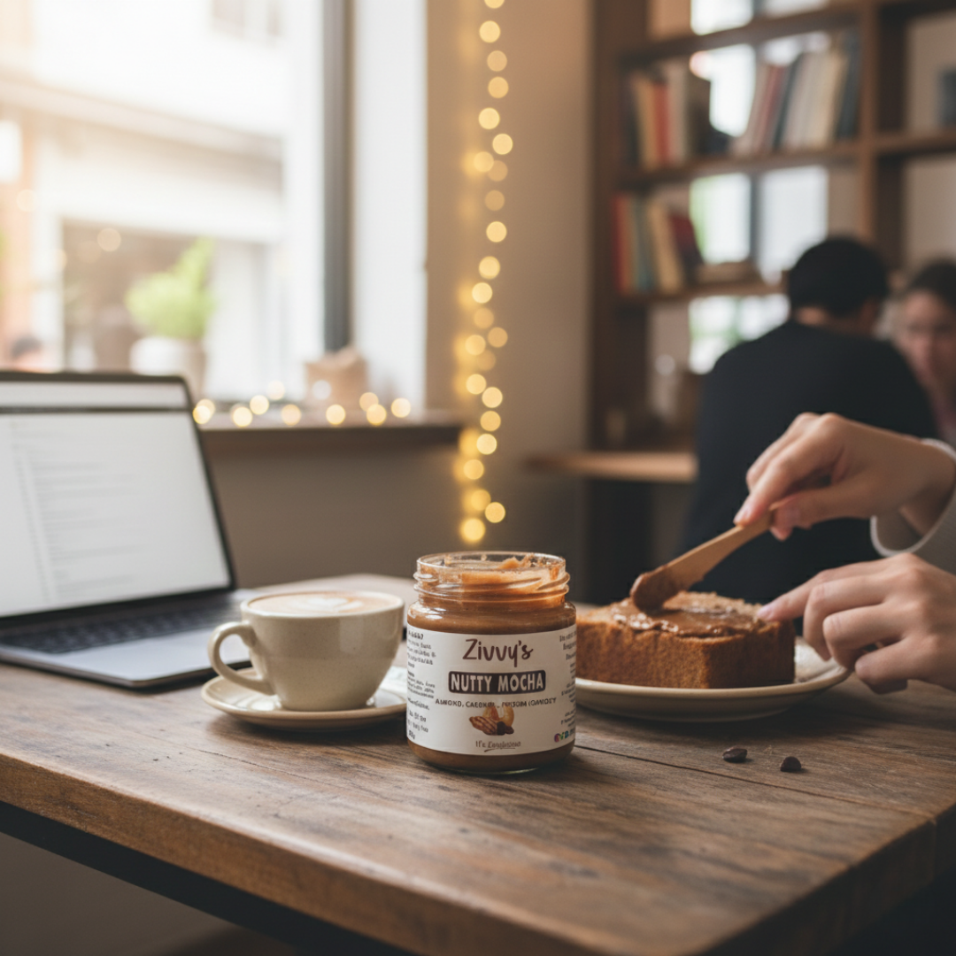 ถั่วมอคค่าผสมอัลมอนด์ มะม่วงหิมพานต์ พีแคน โกโก้ ดาร์กช็อกโกแลต และกาแฟออร์แกนิก | Zivvy's