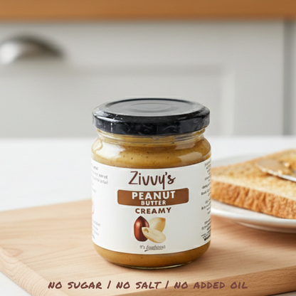 เนยถั่วลิสงครีม – บดด้วยหิน จากธรรมชาติ 100% ปราศจากสารเติมแต่ง | Zivvy's