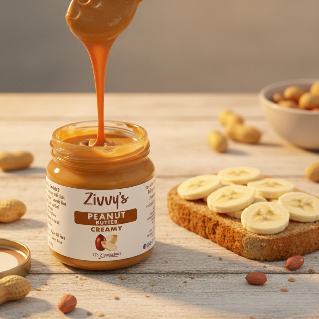 เนยถั่วลิสงครีม – บดด้วยหิน จากธรรมชาติ 100% ปราศจากสารเติมแต่ง | Zivvy's