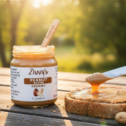 เนยถั่วลิสงครีม – บดด้วยหิน จากธรรมชาติ 100% ปราศจากสารเติมแต่ง | Zivvy's