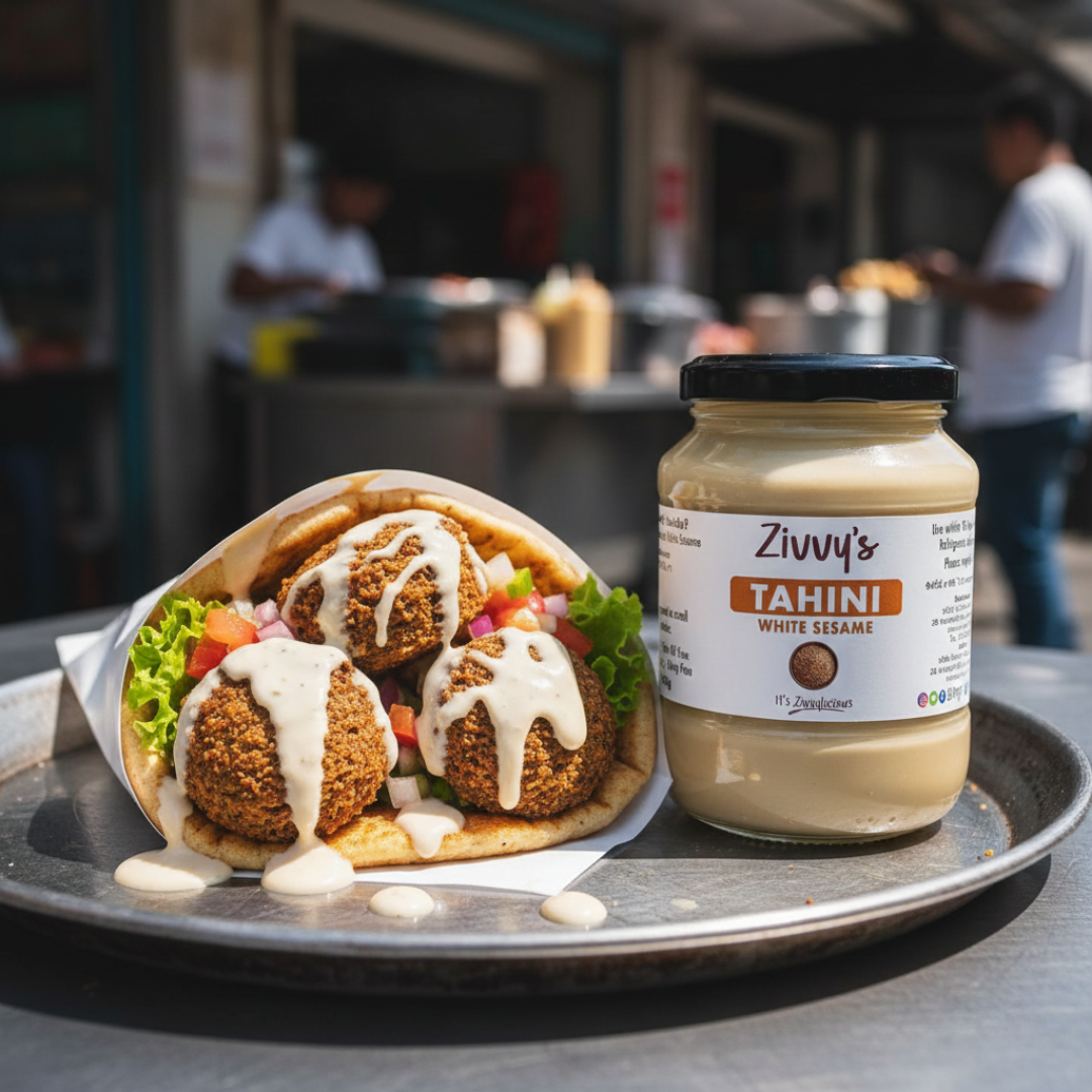 ทาฮินี - งาขาว | 100% บริสุทธิ์จากหินบดเพื่อรสชาติที่เข้มข้นและความหลากหลาย | Zivvy's