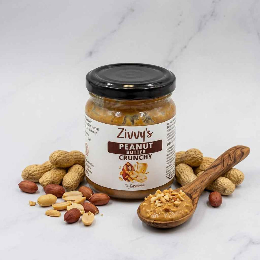 Zivvy's Crunchy Peanut Butter — 100% peanuts, 30% crunch, stone-ground in Bangkok